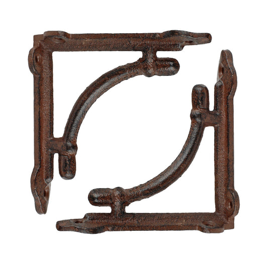 2 Small Rustic Cast Iron Shelf Brackets Antique Corbel Corner Brace 4 3/8 inch