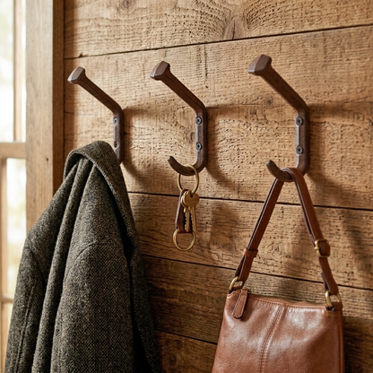 Cast Iron Railroad Spike Double Wall Hook Industrial Rustic Coat Towel Hanger