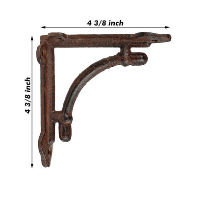 2 Small Rustic Cast Iron Shelf Brackets Antique Corbel Corner Brace 4 3/8 inch
