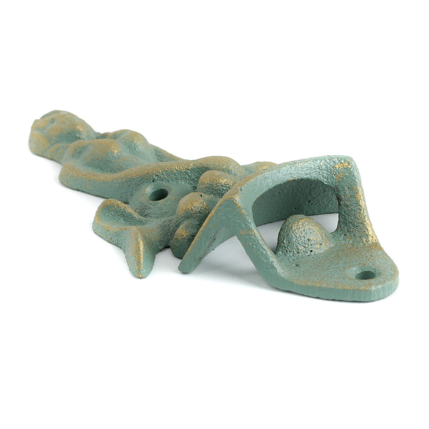 Cast Iron Mermaid Beer Bottle Opener Wall Mounted Verdigris Nautical Bar Decor