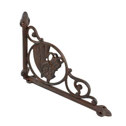 2 Cast Iron Horse Scrolls Shelf Brackets Corner Brace Rustic Brown 8 3/4 inch