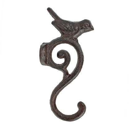Cast Iron Bird Scrolls Wall Hook Rustic Brown Coat Key Purse Towel Metal Hanger