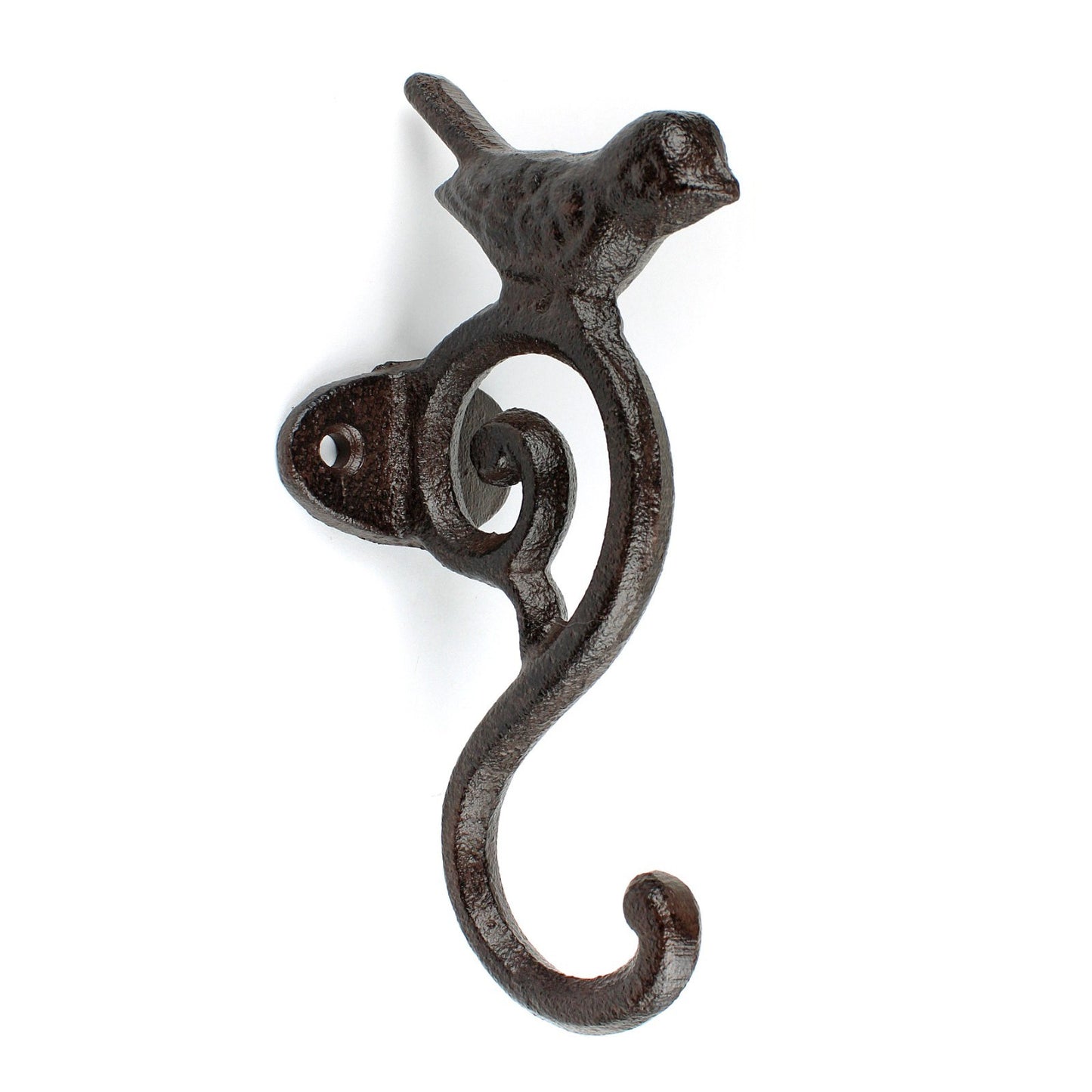 Cast Iron Bird Scrolls Wall Hook Rustic Brown Coat Key Purse Towel Metal Hanger