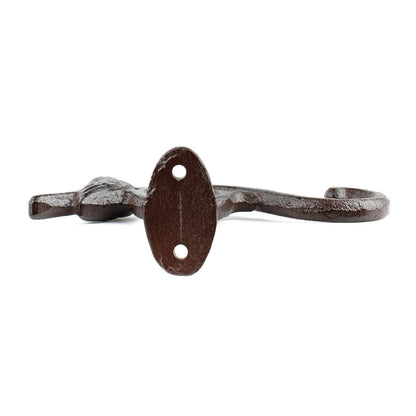Cast Iron Bird Scrolls Wall Hook Rustic Brown Coat Key Purse Towel Metal Hanger