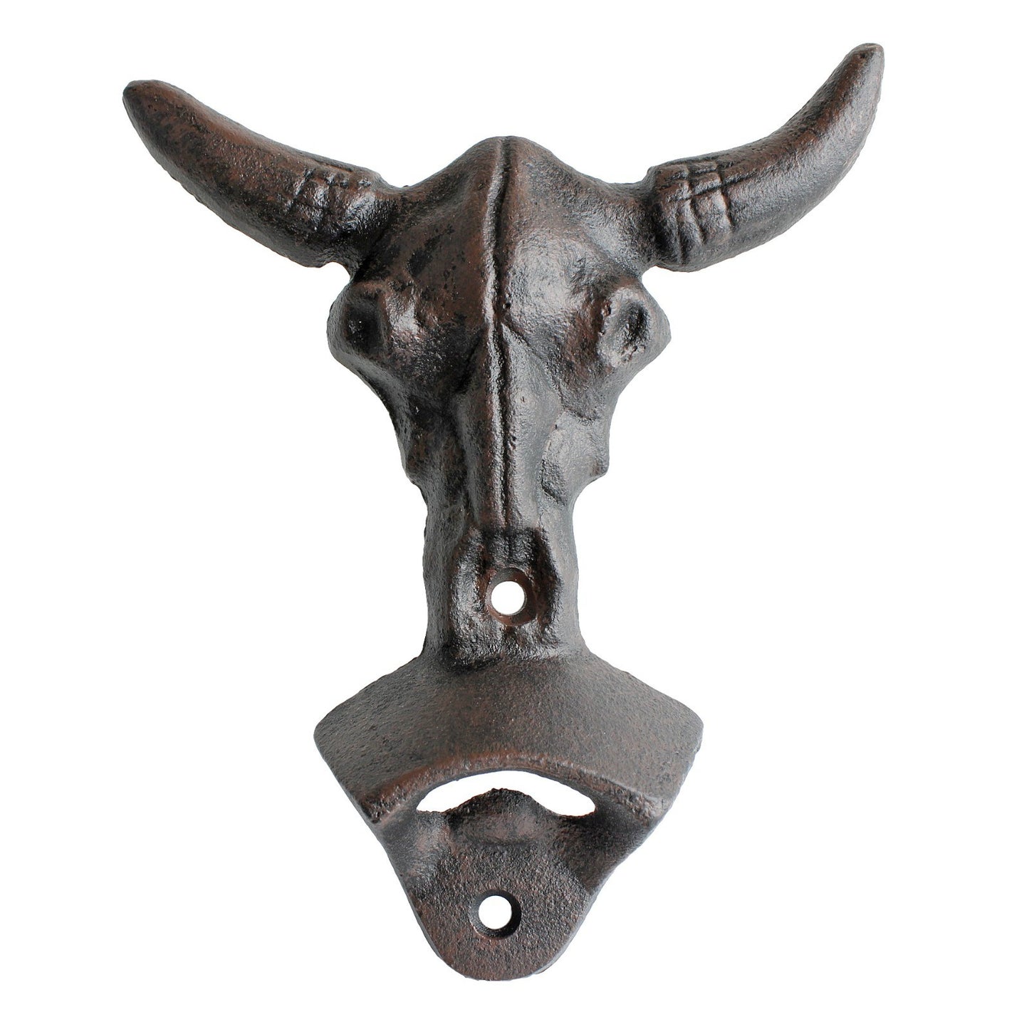 Cast Iron Longhorn Beer Bottle Opener Steer Skull Wall Mounted Western Bar Decor