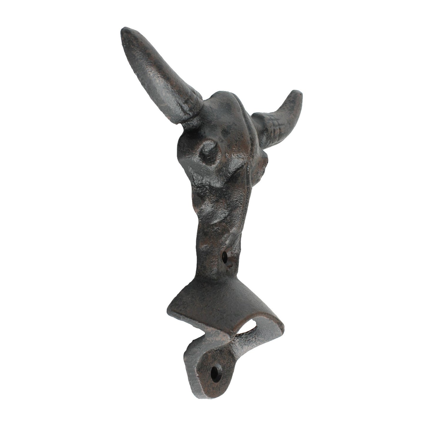 Cast Iron Longhorn Beer Bottle Opener Steer Skull Wall Mounted Western Bar Decor