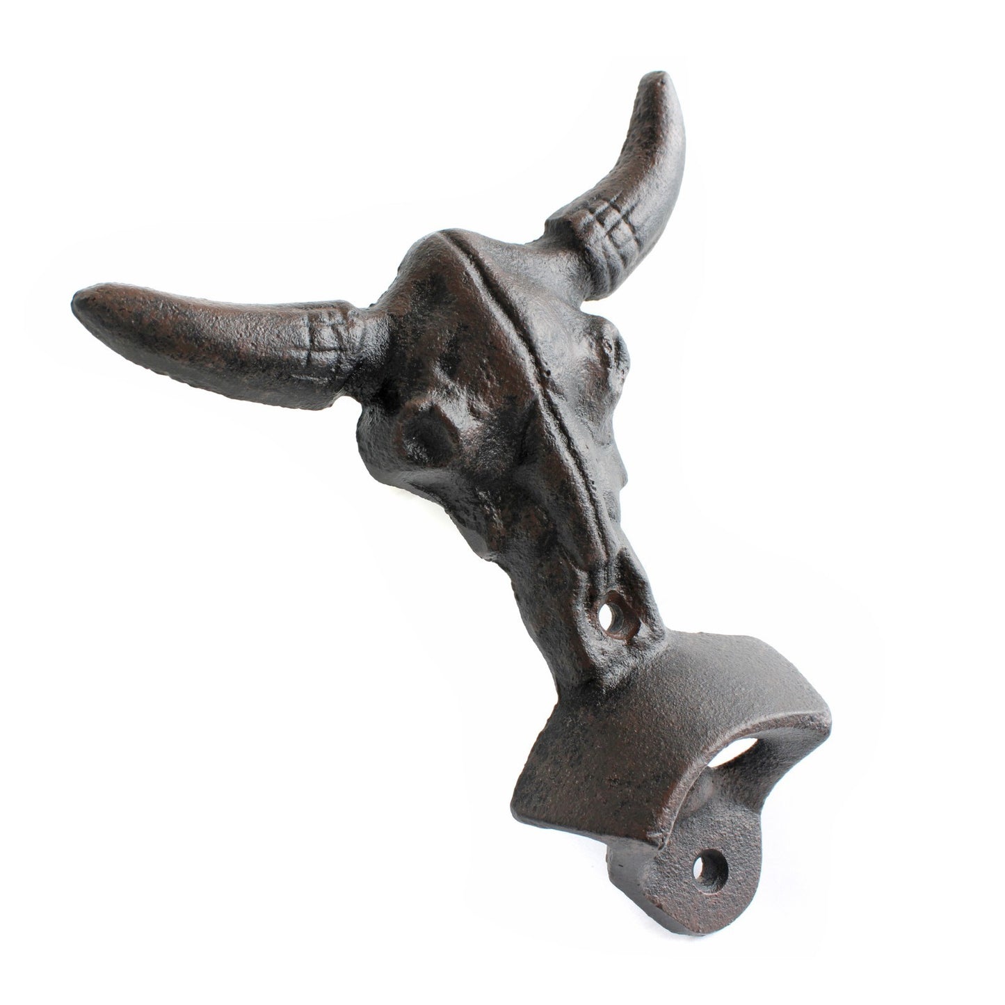 Cast Iron Longhorn Beer Bottle Opener Steer Skull Wall Mounted Western Bar Decor