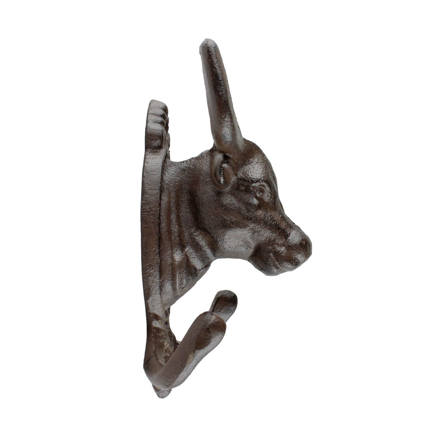Cast Iron Longhorn Bull Skull Wall Hook Coat Rack Rustic Western Decor Brown