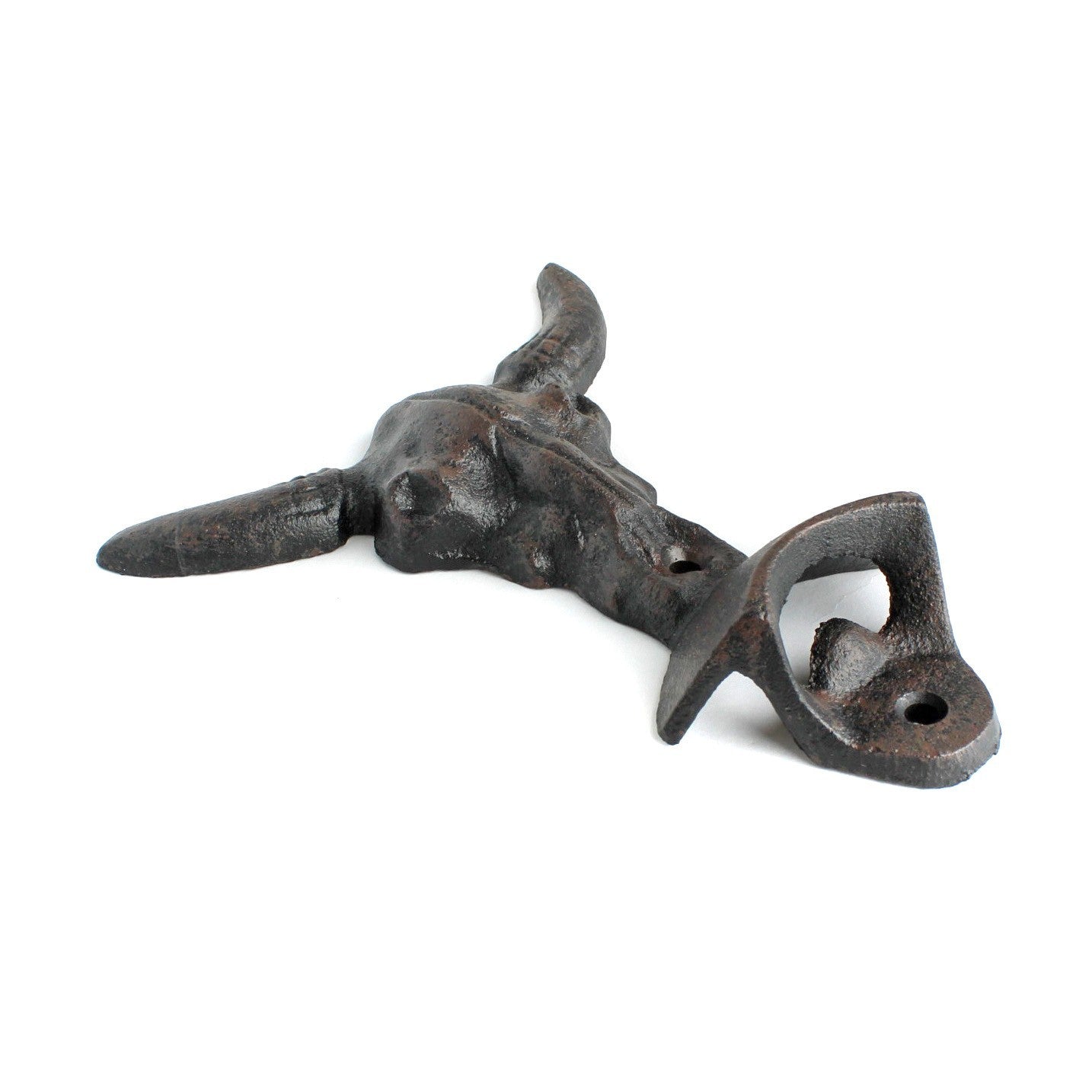 Cast Iron Longhorn Beer Bottle Opener Steer Skull Wall Mounted Western Bar Decor