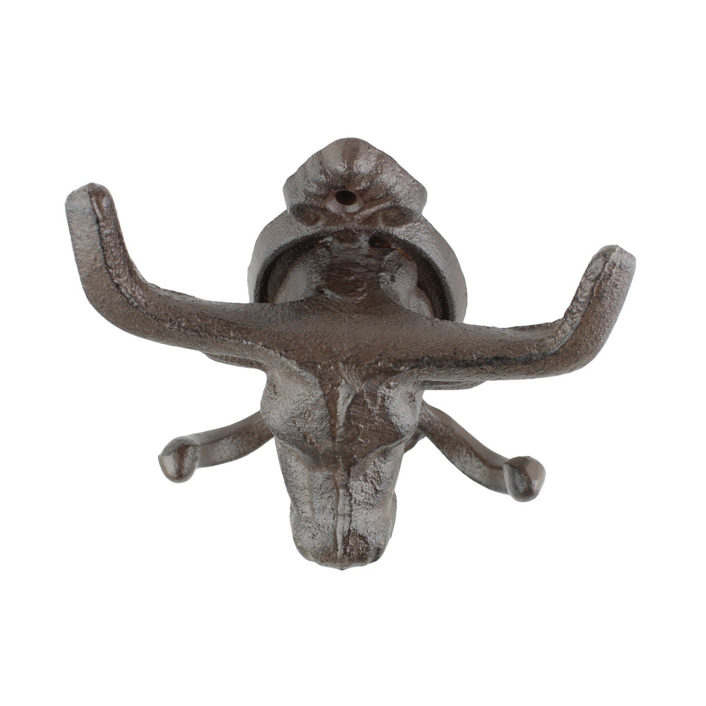 Cast Iron Longhorn Bull Skull Wall Hook Coat Rack Rustic Western Decor Brown