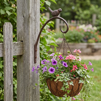 Cast Iron Bird Wall Hook Plant Bracket Hanging Basket Holder Rustic Garden Decor