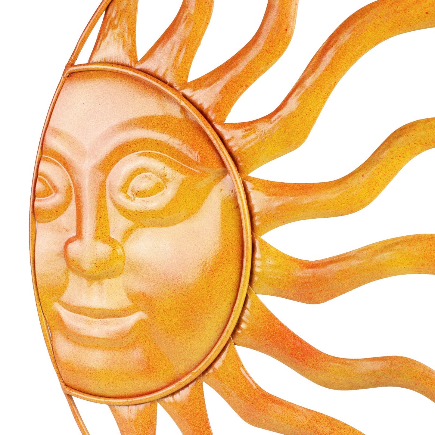 Tin Metal Sun & Moon Wall Decor Celestial Garden Decor Red and Yellow 16.5 inch