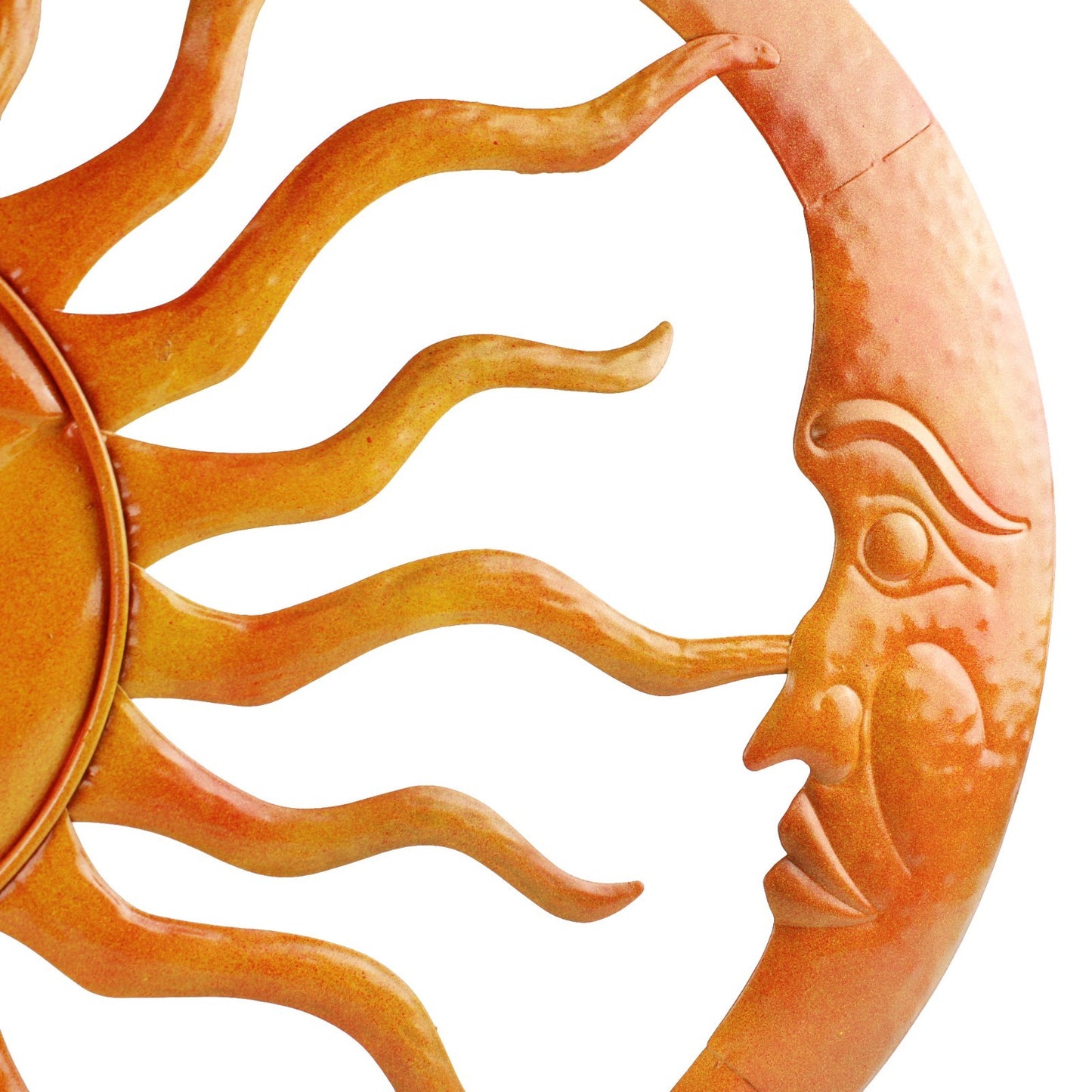 Tin Metal Sun & Moon Wall Decor Celestial Garden Decor Red and Yellow 16.5 inch