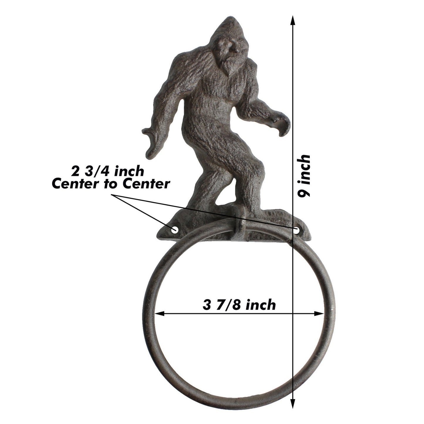 Cast Iron Bigfoot Sasquatch Wall Hand Towel Ring Holder Rustic Cabin Bath Decor