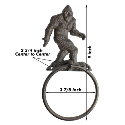 Cast Iron Bigfoot Sasquatch Wall Hand Towel Ring Holder Rustic Cabin Bath Decor