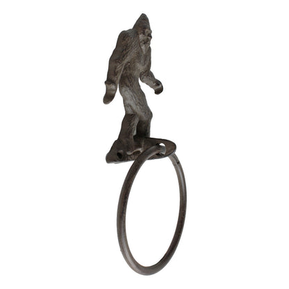 Cast Iron Bigfoot Sasquatch Wall Hand Towel Ring Holder Rustic Cabin Bath Decor