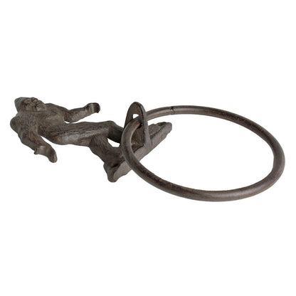 Cast Iron Bigfoot Sasquatch Wall Hand Towel Ring Holder Rustic Cabin Bath Decor