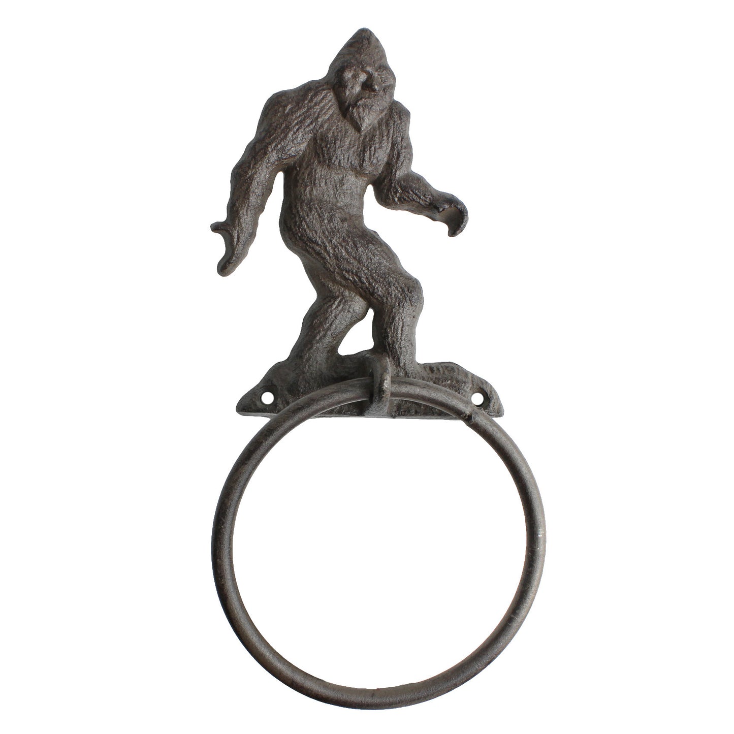 Cast Iron Bigfoot Sasquatch Wall Hand Towel Ring Holder Rustic Cabin Bath Decor