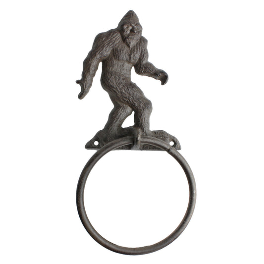 Cast Iron Bigfoot Sasquatch Wall Hand Towel Ring Holder Rustic Cabin Bath Decor