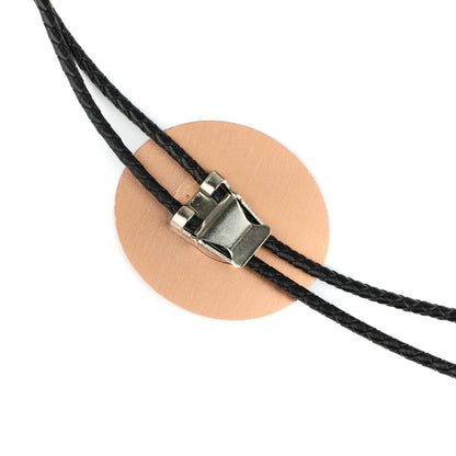 Western Rodeo Bull Riding Bolo Tie Etched Copper 40 inch Black Cord Made in USA