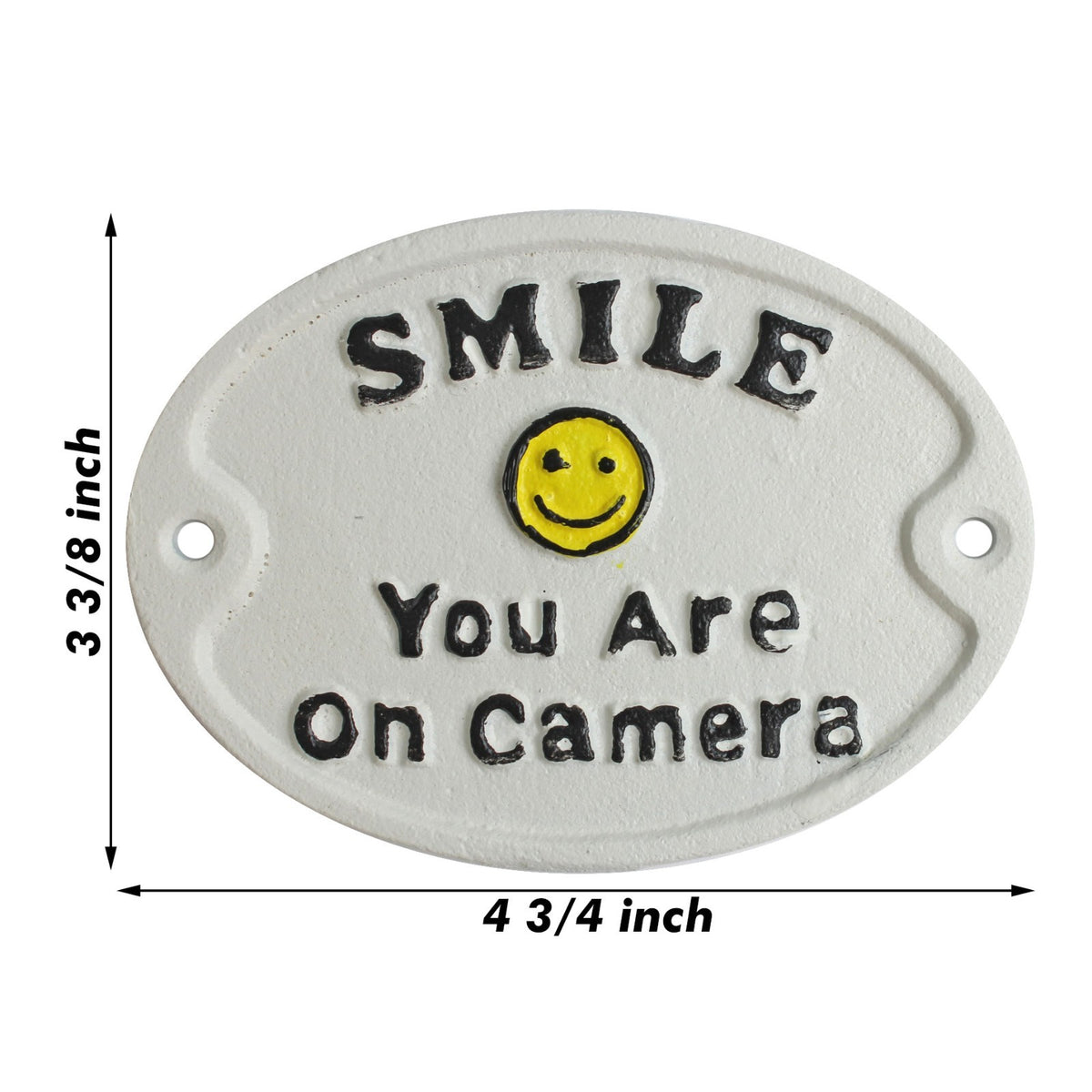 Cast Iron Smile You Are On Camera Sign Security Video Surveillance Plaque 4 3/4"