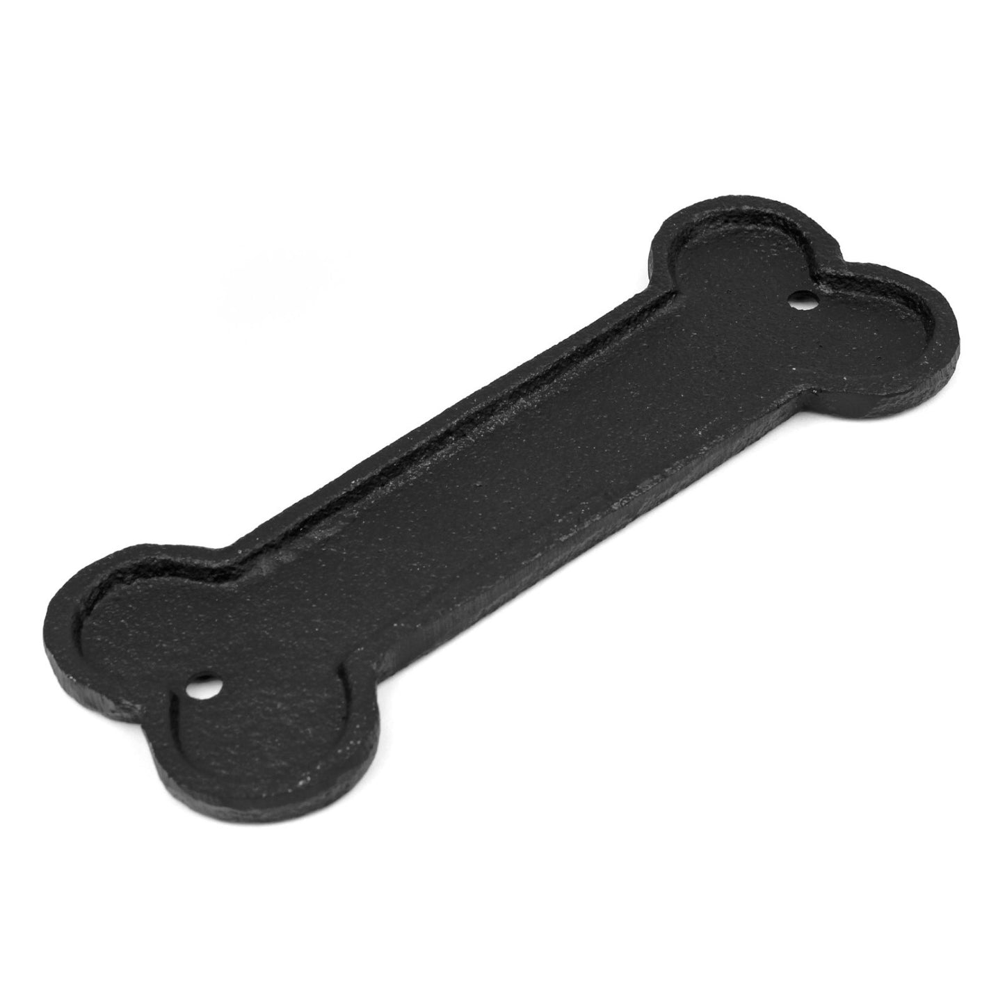 Small Cast Iron DOG HOUSE Bone Shape Metal Wall Plaque Sign Decor Black 5 7/8 in
