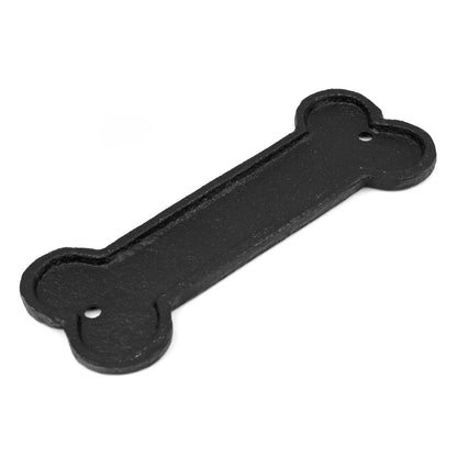 Small Cast Iron DOG HOUSE Bone Shape Metal Wall Plaque Sign Decor Black 5 7/8 in