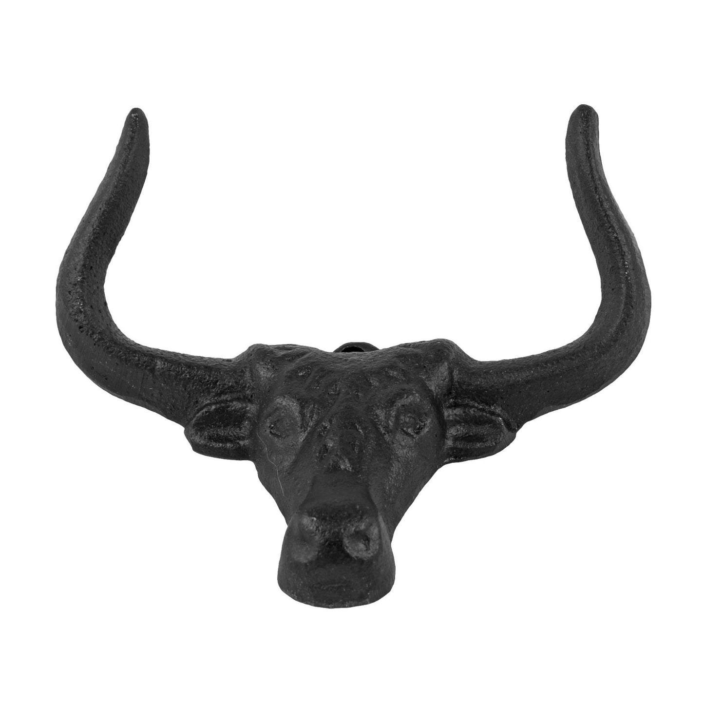 Cast Iron Bull Longhorn Skull Double Wall Hook Western Coat Key Towel Hanger 5"