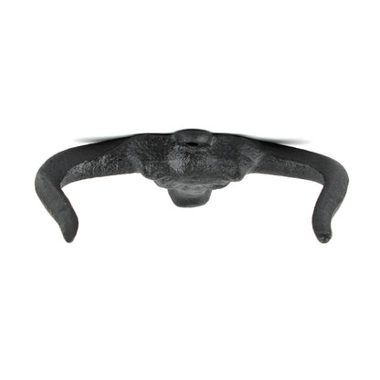 Cast Iron Bull Longhorn Skull Double Wall Hook Western Coat Key Towel Hanger 5"