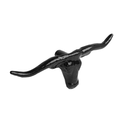 Cast Iron Texas Longhorn Steer Drawer Pull Handle Western Cabinet Black 4 3/4 in