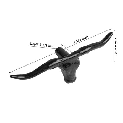 Cast Iron Texas Longhorn Steer Drawer Pull Handle Western Cabinet Black 4 3/4 in