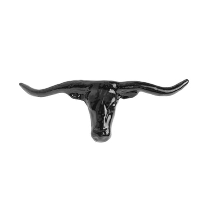 Cast Iron Texas Longhorn Steer Drawer Pull Handle Western Cabinet Black 4 3/4 in
