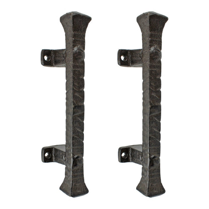 2 Cast Iron Barn Door Handle Pull Rustic Heavy Duty Gate Shed Hardware 9 3/8 in