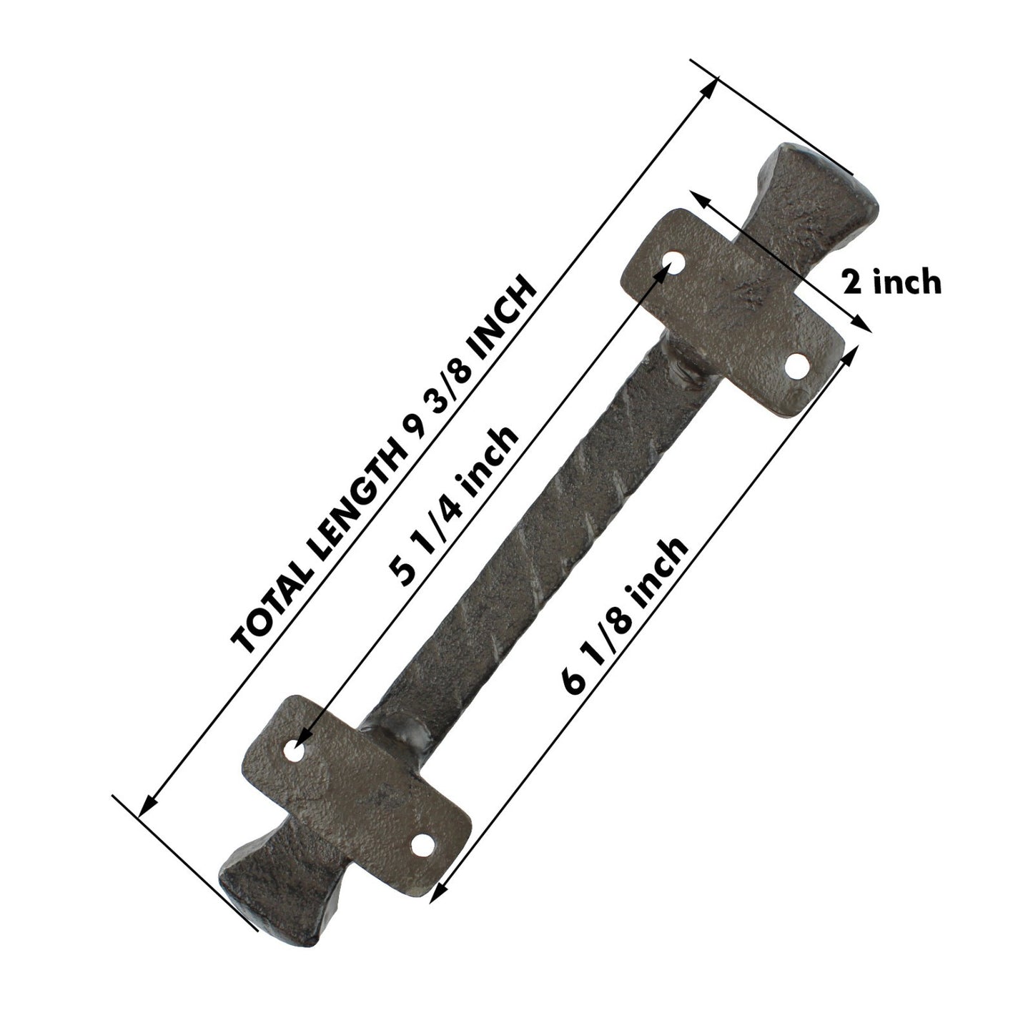 2 Cast Iron Barn Door Handle Pull Rustic Heavy Duty Gate Shed Hardware 9 3/8 in