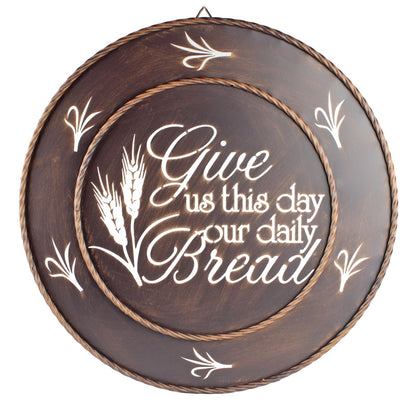 Metal "Give Us This Day Our Daily Bread" Religious Wall Decor Bronze 17 5/8 in