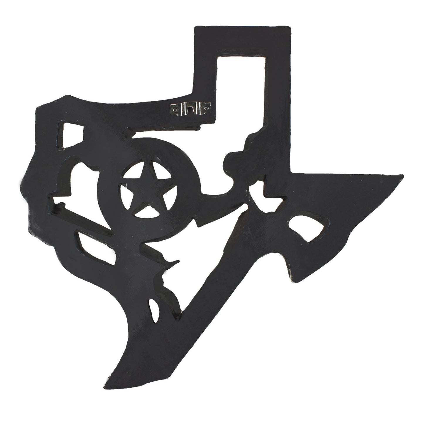 Texas State Map Wall Decor Western Revolver Pistol Star Rustic Accent 18 inch
