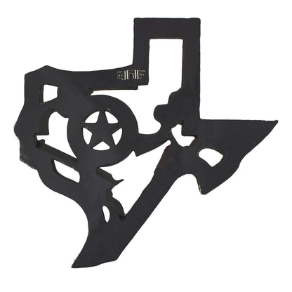 Texas State Map Wall Decor Western Revolver Pistol Star Rustic Accent 18 inch