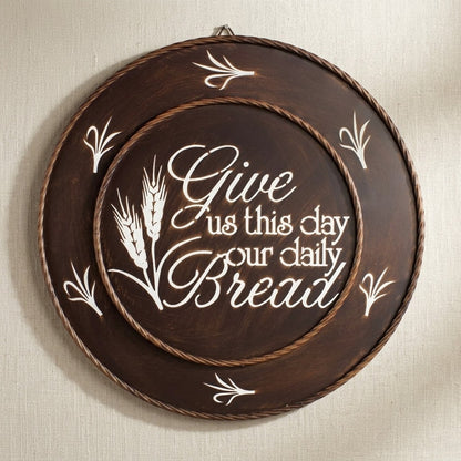 Metal "Give Us This Day Our Daily Bread" Religious Wall Decor Bronze 17 5/8 in
