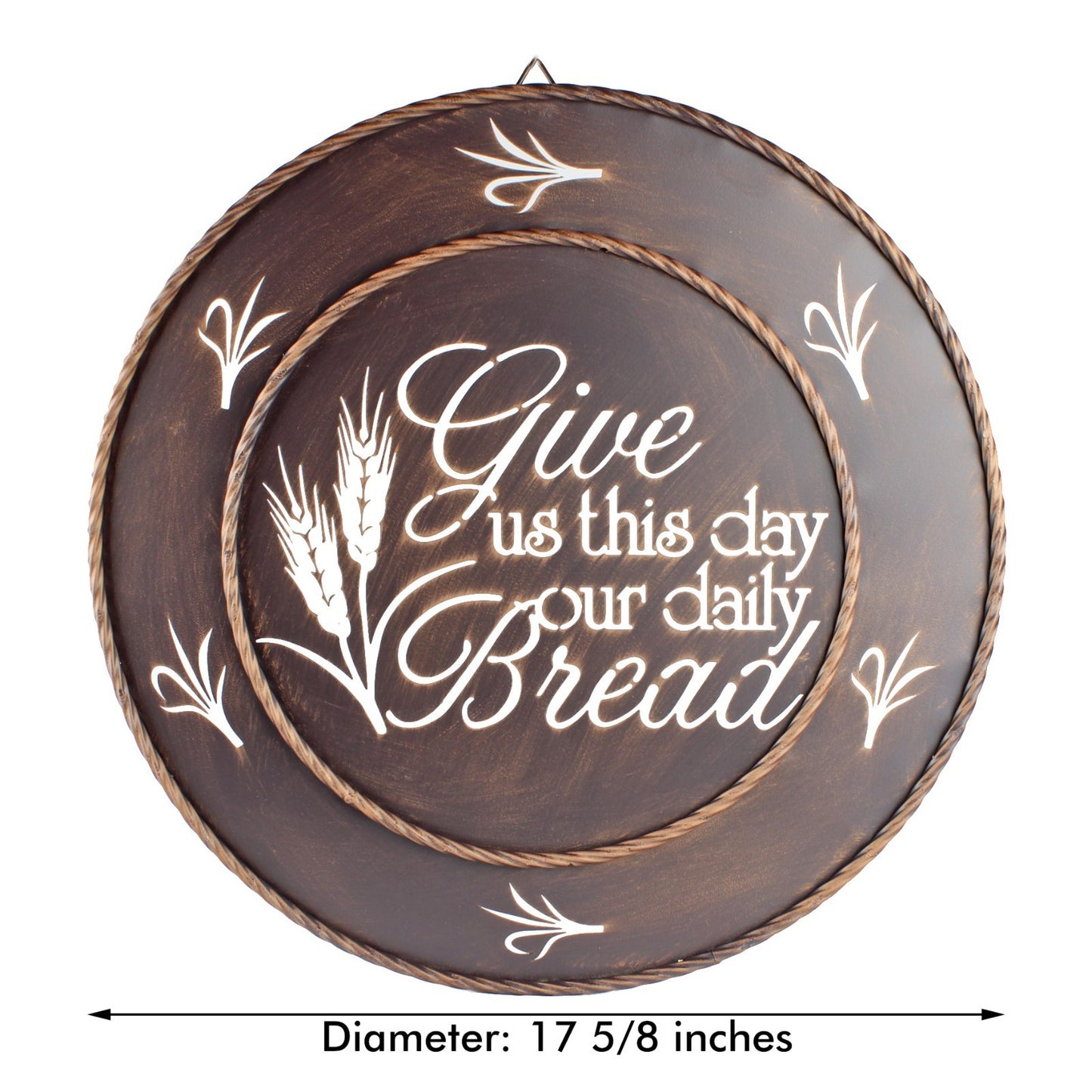 Metal "Give Us This Day Our Daily Bread" Religious Wall Decor Bronze 17 5/8 in