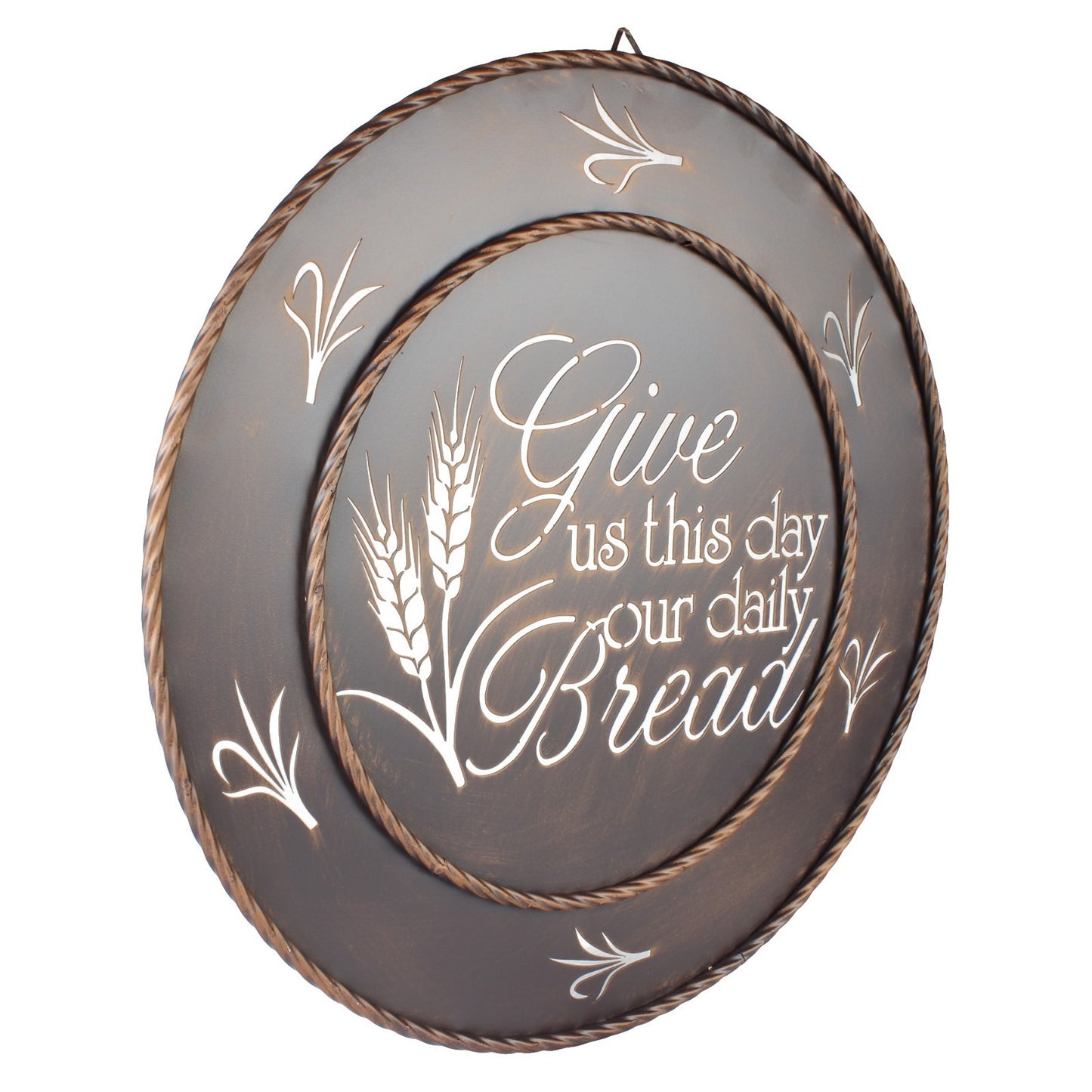 Metal "Give Us This Day Our Daily Bread" Religious Wall Decor Bronze 17 5/8 in