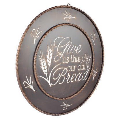 Metal "Give Us This Day Our Daily Bread" Religious Wall Decor Bronze 17 5/8 in