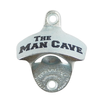 Starr X Cast Iron Bottle Opener Wall Mount "The Man Cave" Zinc Plated USA Made