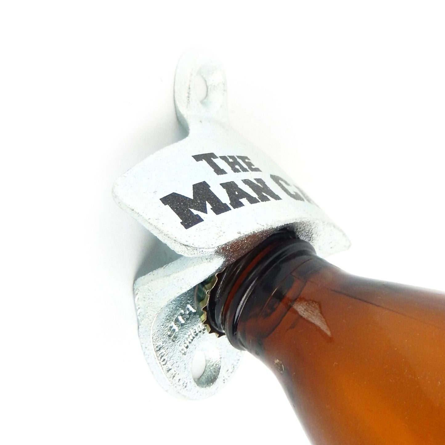 Starr X Cast Iron Bottle Opener Wall Mount "The Man Cave" Zinc Plated USA Made
