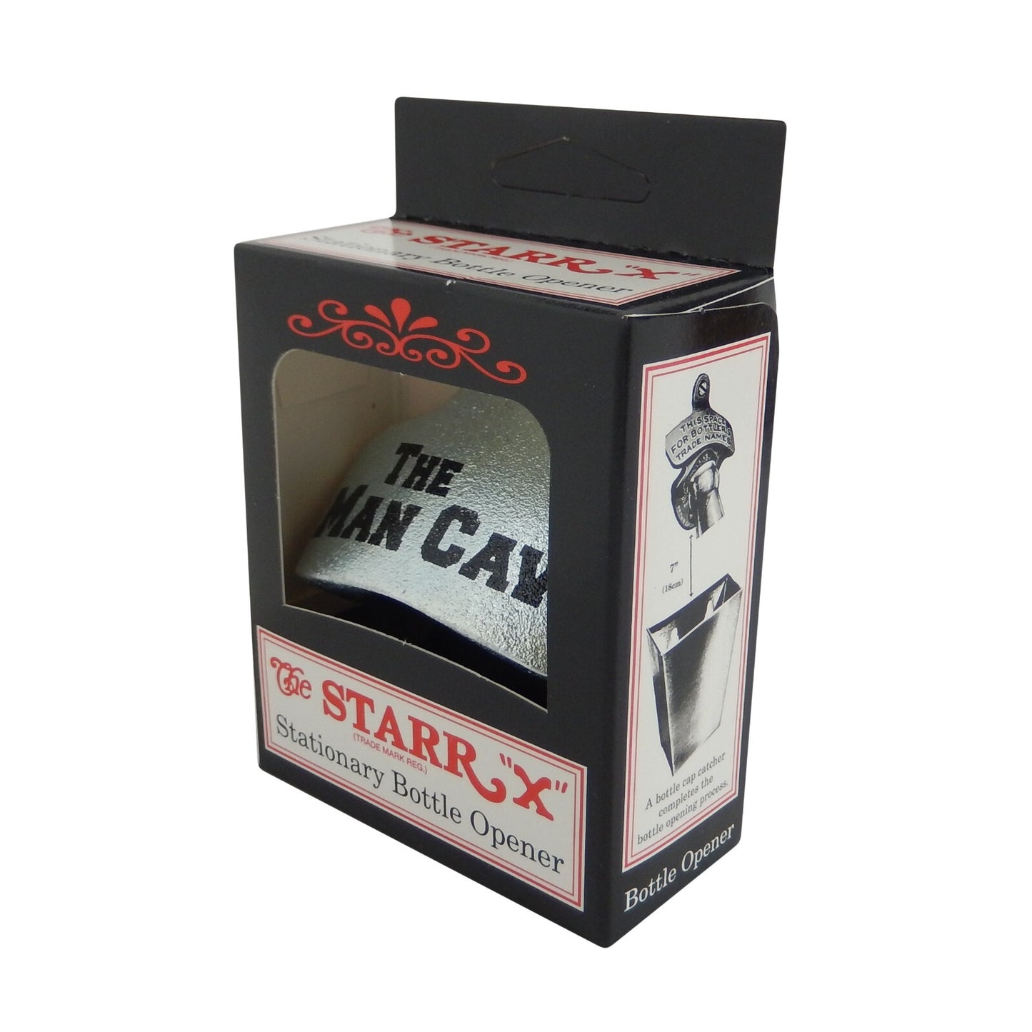 Starr X Cast Iron Bottle Opener Wall Mount "The Man Cave" Zinc Plated USA Made