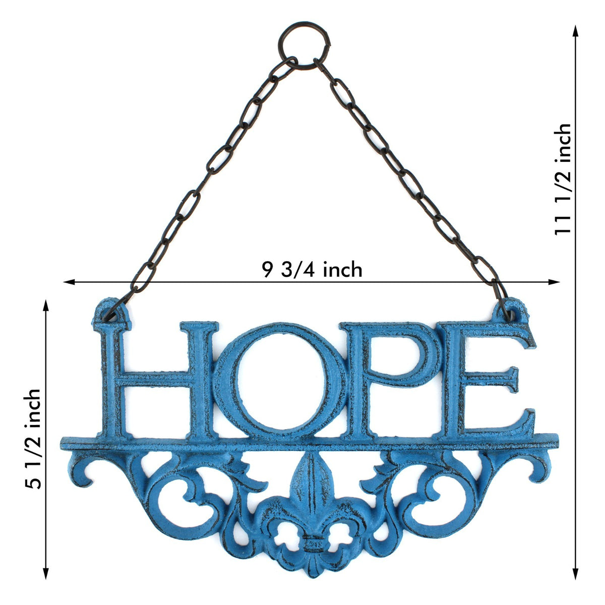 3 Cast Iron Faith, Hope, Love Wall Decor Inspirational Hanging Signs Rustic Blue
