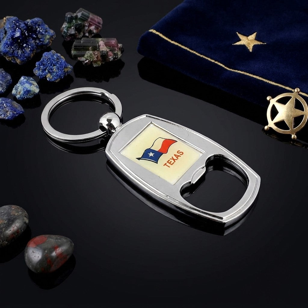 Texas Flag Bottle Opener Keychain Metal Key Ring Souvenir Gift Lone Star State