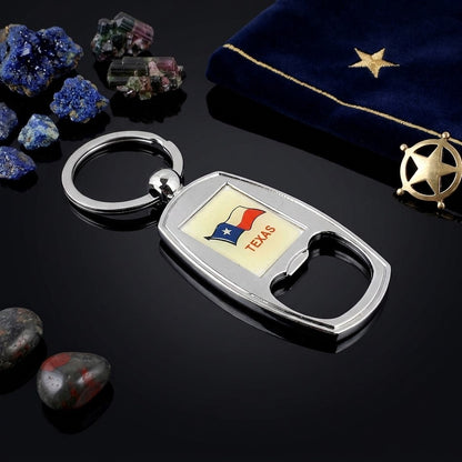Texas Flag Bottle Opener Keychain Metal Key Ring Souvenir Gift Lone Star State