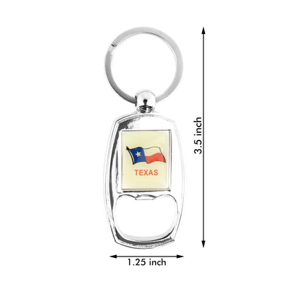 Texas Flag Bottle Opener Keychain Metal Key Ring Souvenir Gift Lone Star State
