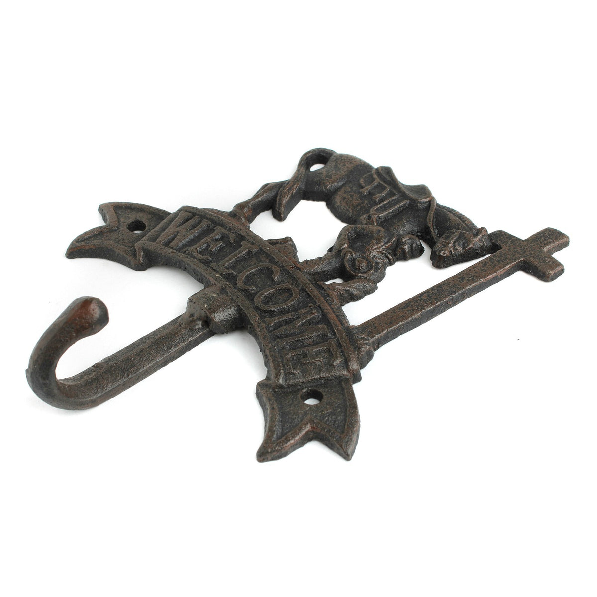 Cast Iron Praying Cowboy Cross Welcome Wall Hook Western Horse Coat Key Hanger