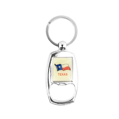 Texas Flag Bottle Opener Keychain Metal Key Ring Souvenir Gift Lone Star State